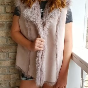 Capri Woman Faux Suede And Fur Vest, Size 1X
